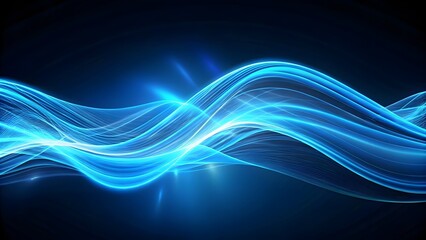 Obraz premium glowing wave on blue background, modern abstract desktop wallpaper