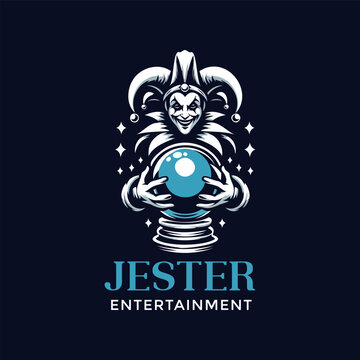 A Jester with crystal ball vector logo concept 