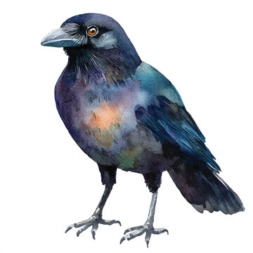 recommend clip art: cute Crow watercolor clipart illustration isolated