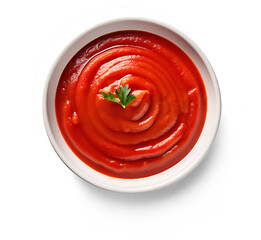 tomato sauce in bowl isolated

