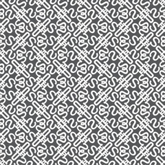 Seamless pattern with black flat line random vector in abstract shapes on black background. Vector illustration