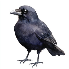 cute Crow watercolor clipart illustration isolated