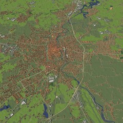 3D illustration of city and urban in Treviso Italy	