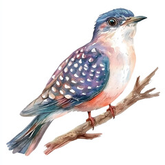 cute Cuckoo watercolor clipart illustration isolated