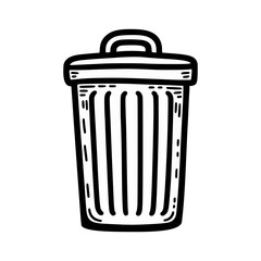 trash bin garbage cartoon doodle hand drawn vector illustration template design
