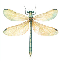 cute Damselfly watercolor clipart illustration isolated
