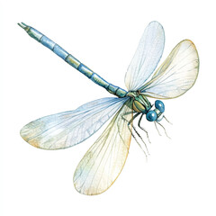 cute Damselfly watercolor clipart illustration isolated