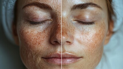 Before and after treatment for skin pigmentation and blemishes