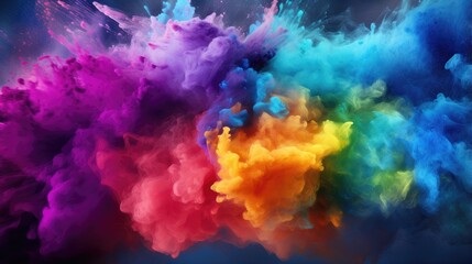 A vibrant explosion of colorful smoke, creating an abstract and dynamic visual effect.