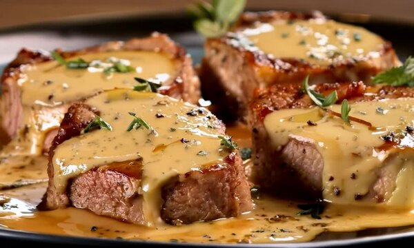 Pork tenderloin medallions with Dijon cream sauce, Video