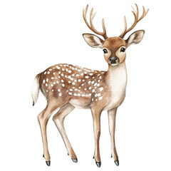 cute deer watercolor clipart illustration isolated