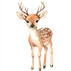 cute deer watercolor clipart illustration isolated