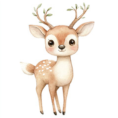 cute deer watercolor clipart illustration isolated