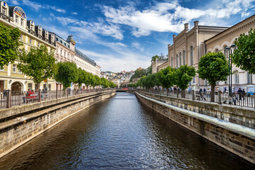 River embankment in Karlovy Vary