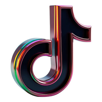 3d TikTok black logo with red black color social media icon isolated on png transparent background