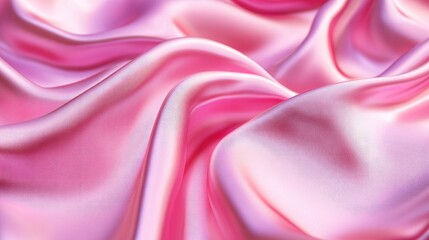 Fototapeta premium A luxurious pink satin fabric flowing in soft waves, capturing the light and creating a silky texture