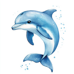 cute Dolphin watercolor clipart illustration isolated