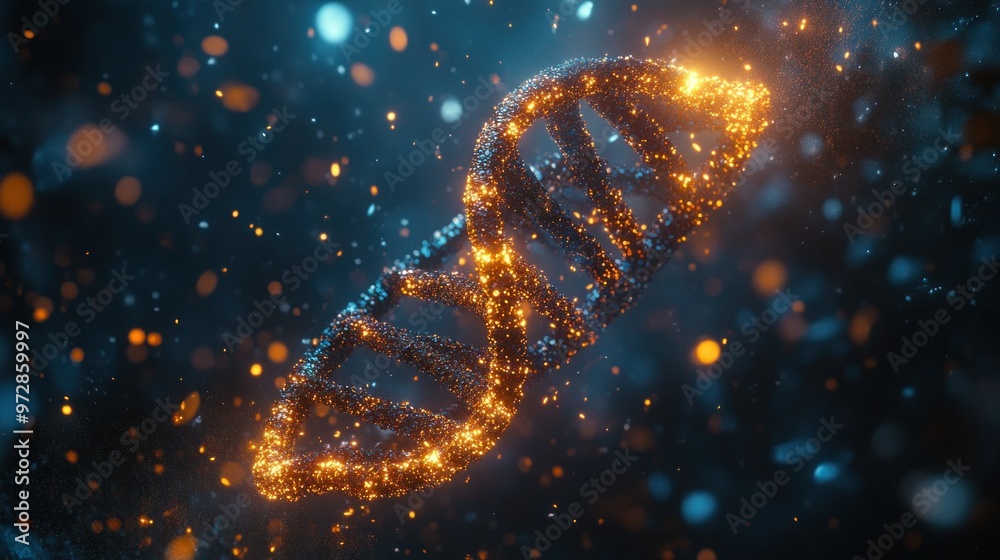 Poster DNA Double Helix, Glittering  Structure of Life