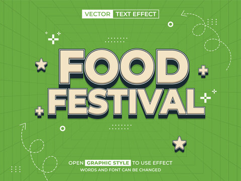 food festival editable text, font effect, 3d text for title