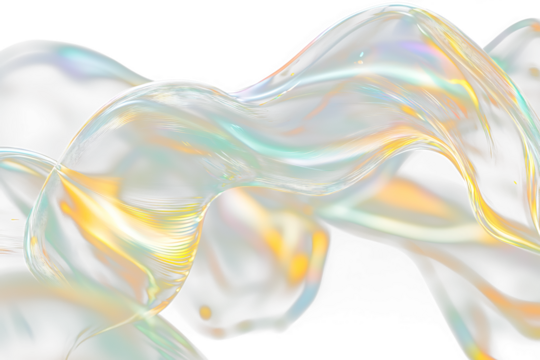 3D Glass Wavy Line Shape with Transparent Background