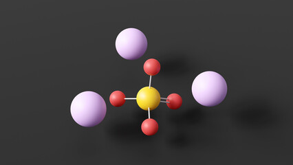 trisodium phosphate molecule 3d, molecular structure, ball and stick model, structural chemical formula e339(iii)