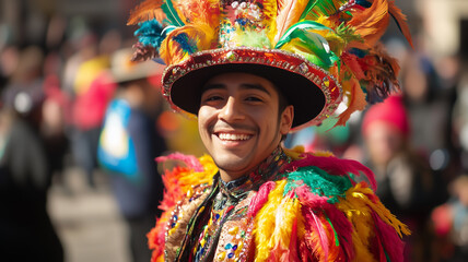Fototapeta premium Thanksgiving parade participant in festive costume