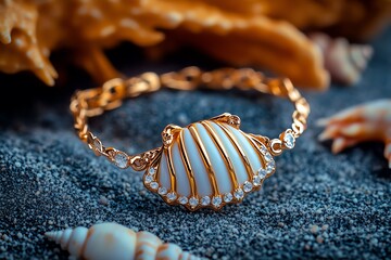 A seashell bracelet gifted to a friend, as a symbol of their shared memories of beach trips and carefree adventures