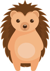 This illustration features a cute hedgehog standing with its quills on display