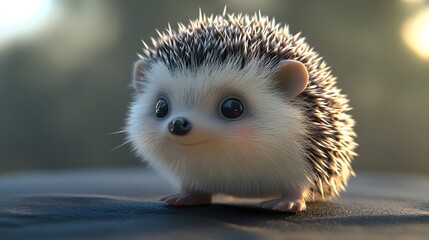 44. **Adorable 3D depiction of a baby hedgehog with a tiny nose and soft spines