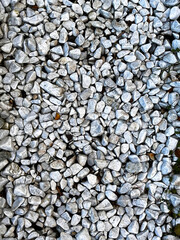 Smooth round pebbles texture background. Pebble sea beach close-up, dark wet pebble and gray dry pebble