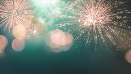 Fototapeta premium Colorful firework with bokeh background. New Year celebration, Abstract holiday background