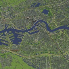 3D illustration of city and urban in Rotterdam Netherlands