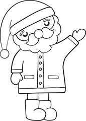 Santa Claus outline, Christmas doodle, cute Santa Claus, decorative illustration, coloring page