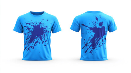 blank colorful blue splash t shirt for design presentation mockup or print advertising