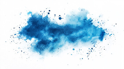 Abstract blue watercolor splash on a white background.