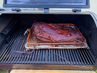 Packer brisket on a smoker