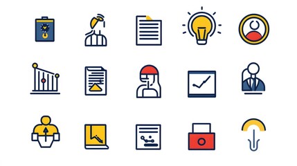 Set of Colorful Business and Finance Icons