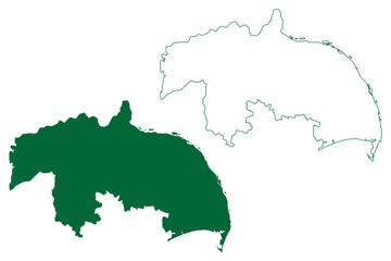 Guntur district (Andhra Pradesh State, Republic of India) map vector illustration, scribble sketch Guntur map