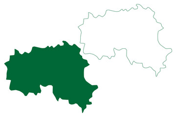 Gurgaon district (Haryana State, Republic of India) map vector illustration, scribble sketch Gurugram map