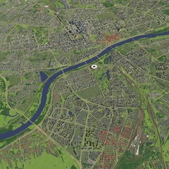 3D illustration of city and urban in  Warsaw Poland