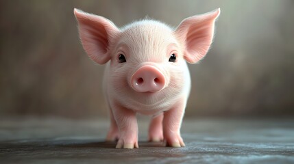 38. **Adorable 3D depiction of a tiny baby pig with a cute curly tail and soft snout