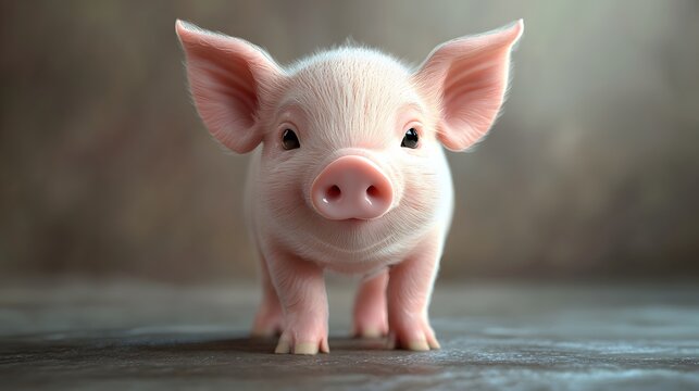 38. **Adorable 3D depiction of a tiny baby pig with a cute curly tail and soft snout