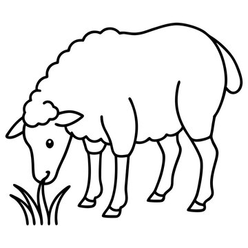 recommend clip art: Line art eating sheep vector, line cut sheep, silhouette vector illustration. sheep line art silhouette sketch black and white