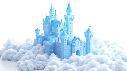 Obraz premium Blue Fantasy Castle in the Clouds