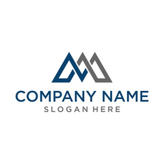 M LOGO LINE SIMPLE EDITABLE