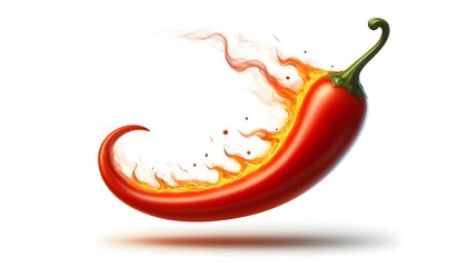 red hot chili pepper with fire