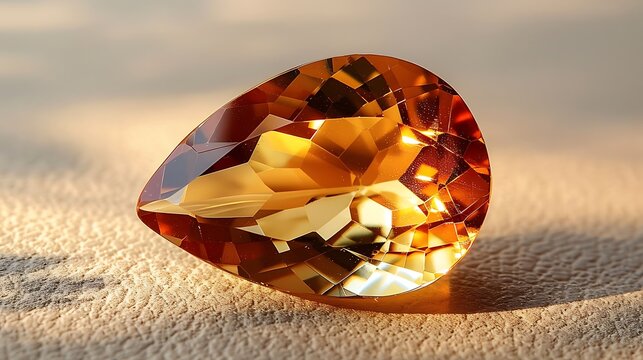 Sparkling Topaz Gemstone on Beige Background