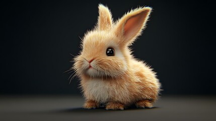 Fototapeta premium 17. **Adorable 3D depiction of a small, fluffy bunny with long ears and a twitching nose