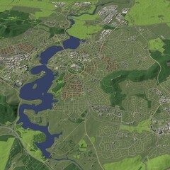 3D illustration of city and urban in Canberra Australia