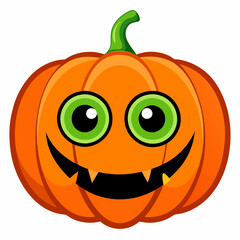 Halloween pumpkin with big eye vector illustration on white background